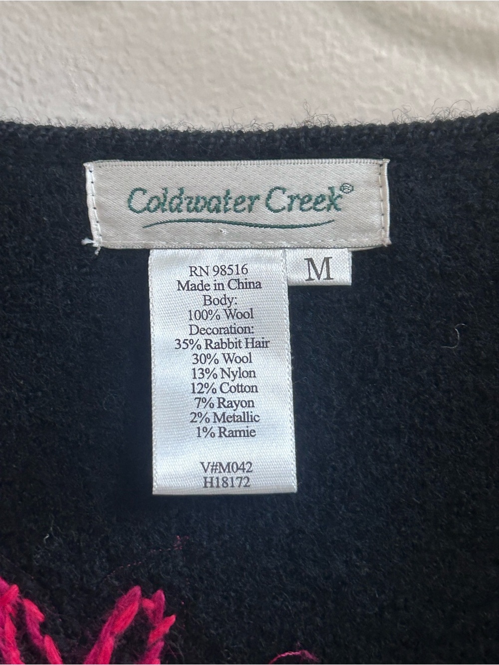 VTG Coldwater Creek Embroidered Beaded Poinsettia Christmas Cardigan Sweater M - Picture 6 of 6